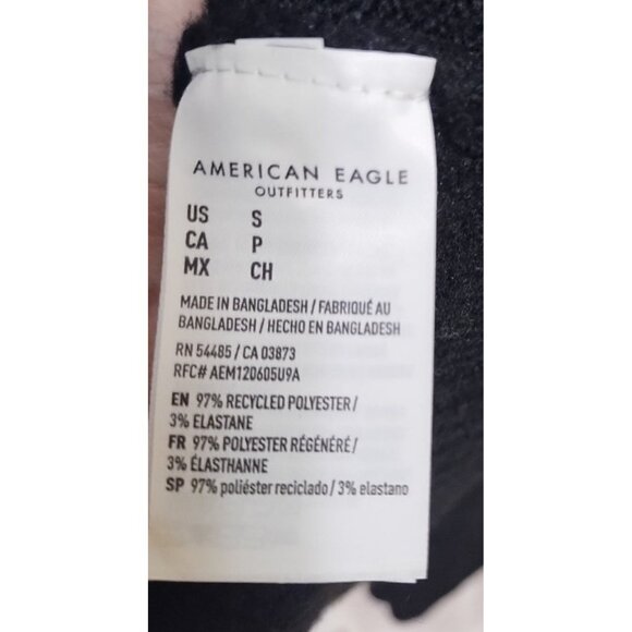 American Eagle Black Lightweight Fuzzy Crewneck Sweater S Classic Y2K Minimalist - Picture 4 of 5